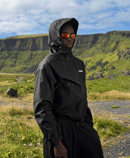 Water Reactive Cheetah Rain Jacket - Black