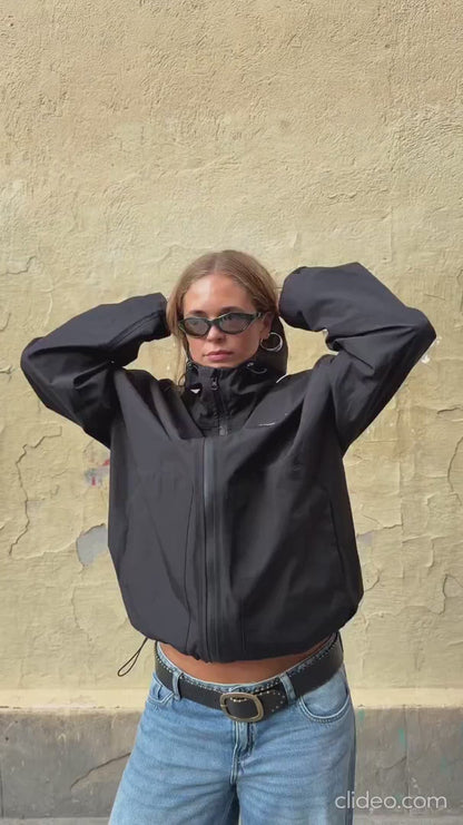 Water Reactive Cheetah Rain Jacket - Black